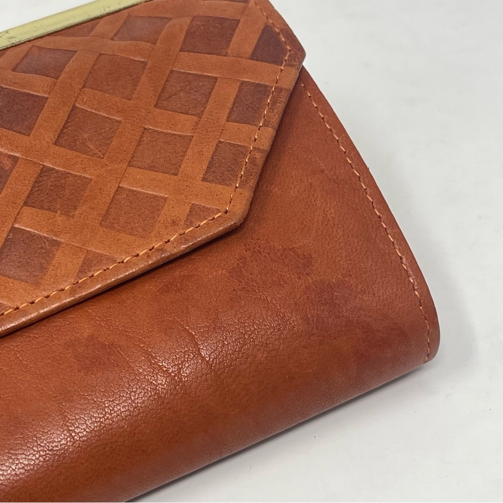 Prince Gardner Wallet Tan Brown Genuine Lambskin Leather Kiss Lock Coin Vintage - Picture 3 of 14
